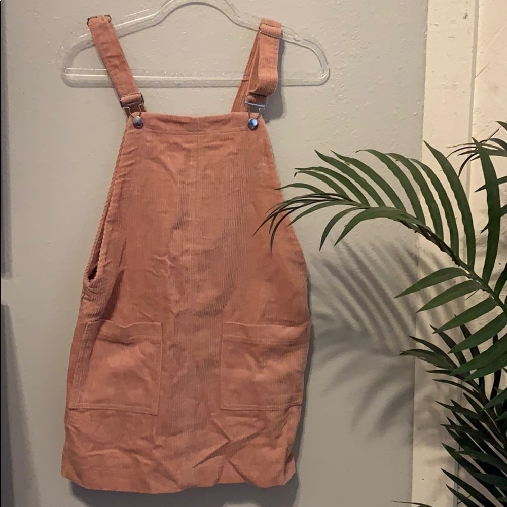Baby Pink suede skirt overall